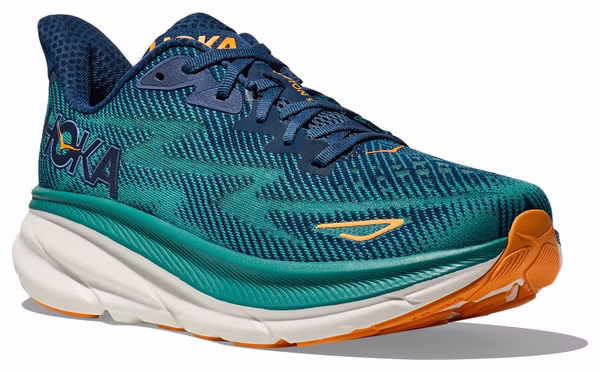 Hoka Clifton 9 Running Shoes Large 2E Blue/Orange Men's