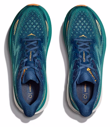 Hoka Clifton 9 Running Shoes Large 2E Blue/Orange Men's