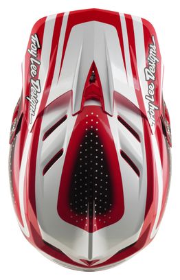 Casco integral Troy Lee Designs D4 de poliacrilito con Mips, modelo The Line, color rojo fuego/blanco
