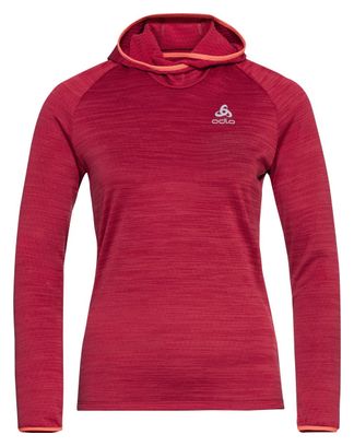 Camiseta con capucha Odlo Run Easy Warm rojo Mujer