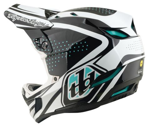 Casco integral Troy Lee Designs D4 de poliacrilito con MIPS, modelo «The Line», gris/blanco