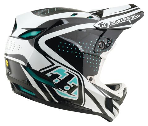 Casco integral Troy Lee Designs D4 de poliacrilito con MIPS, modelo «The Line», gris/blanco