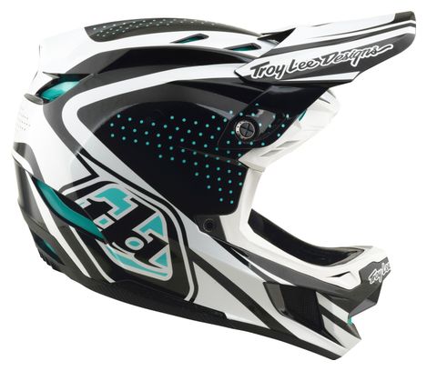 Casco integral Troy Lee Designs D4 de poliacrilito con MIPS, modelo «The Line», gris/blanco