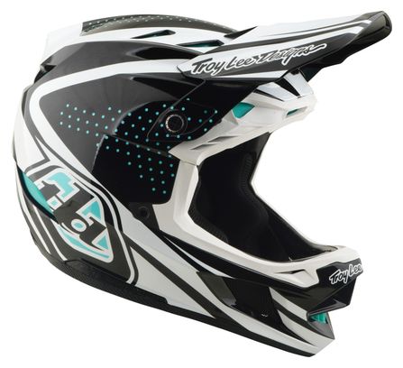 Casco integral Troy Lee Designs D4 de poliacrilito con MIPS, modelo «The Line», gris/blanco