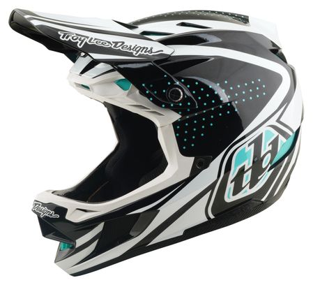 Casco integral Troy Lee Designs D4 de poliacrilito con MIPS, modelo «The Line», gris/blanco