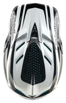 Casco integral Troy Lee Designs D4 de poliacrilito con MIPS, modelo «The Line», gris/blanco