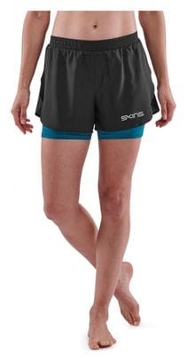 Women&#39;s Skins Series-3 X-fit 2-in-1 Shorts Black Blue