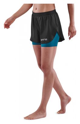 Women&#39;s Skins Series-3 X-fit 2-in-1 Shorts Black Blue