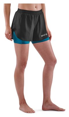 Women's Skins Series-3 X-fit 2-in-1 Shorts Black Blue