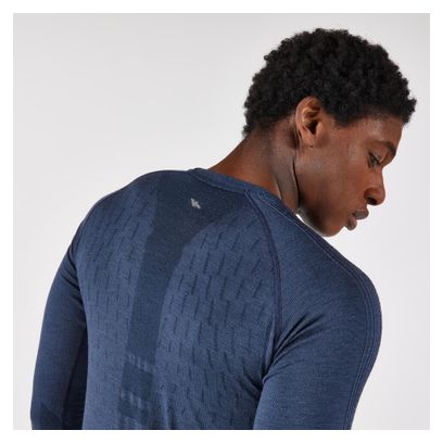 Kiprun Run 900 Merino Langarm-Laufshirt für Herren, blau