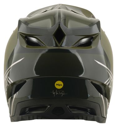 Casco integral Troy Lee Designs D4 de poliacrilito con Mips, modelo Shadow Beetle, color caqui