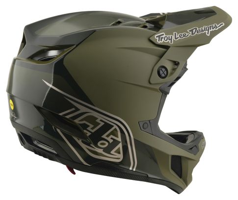 Casco integral Troy Lee Designs D4 de poliacrilito con Mips, modelo Shadow Beetle, color caqui