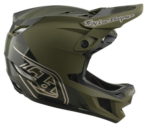 Casco integral Troy Lee Designs D4 de poliacrilito con Mips, modelo Shadow Beetle, color caqui