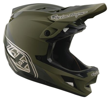 Casco integral Troy Lee Designs D4 de poliacrilito con Mips, modelo Shadow Beetle, color caqui