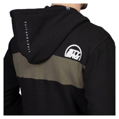 SWEAT STAYSTRONG CUT STRIPE FULL ZIP HOODY BLACK / OLIVE