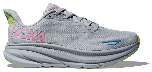 Hoka Clifton Running Shoes Large D Grey/Pink/Green Women's