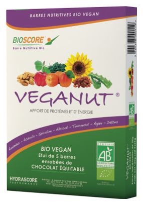 5 Barres Protéinées Hydrascore Veganut Bio et Vegan Abricot 5 x 25g