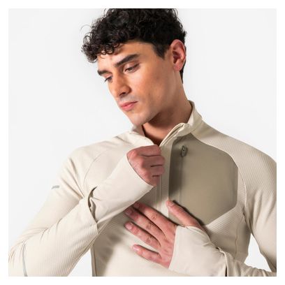 Kiprun 1/2 Zip Run 900 Warm Langarm-T-Shirt für Herren, beige