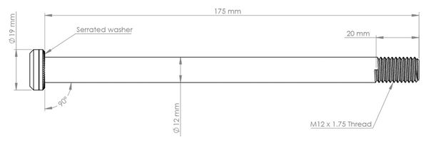 Burgtec MTB Rear Axle 174 x 12 mm | M12x1.75 | Black