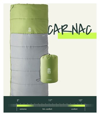 Sac de Couchage Loisir Carnac Gris et vert Droit
