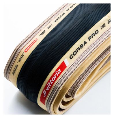 Neumático de carretera Vittoria Corsa Pro 700 mm Tubetype Plegable Cinturón antipinchazos Formulación de competición Grafeno + Sílice Tan Sidewall