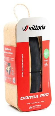 Neumático de carretera Vittoria Corsa Pro 700 mm Tubetype Plegable Cinturón antipinchazos Formulación de competición Grafeno + Sílice Tan Sidewall