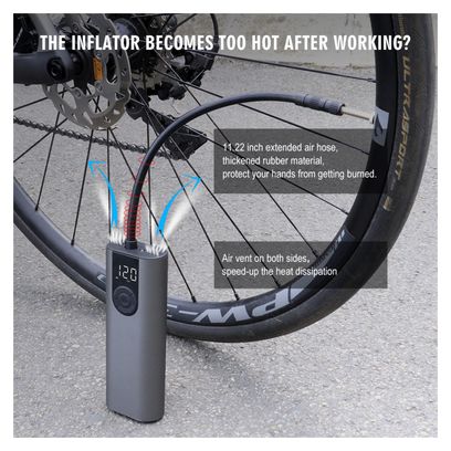 pompe à vélo électrique-pompe à air pompe à vélo électrique compresseur 5200 mAh (2x 2600mAh) pneu de vélo à pompe à air rechargeable