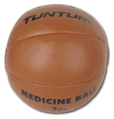 TUNTURI Balle de médecine / Ballon médicinal / Medicine ball en cuir synthétique 3kg marron