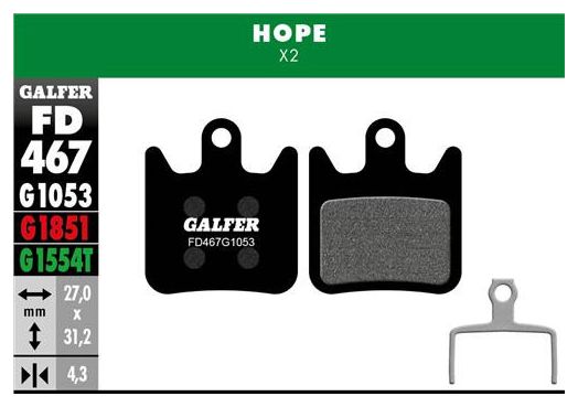 Pair of Galfer Semi-metallic Pads Hope X2 Standard