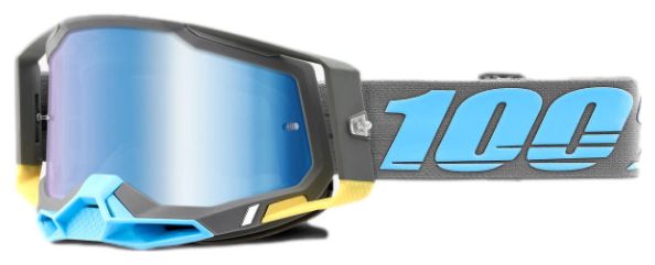 Máscara 100% Racecraft 2 Gris | Gafas de espejo azul cielo