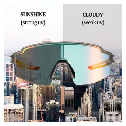 Lunettes de cyclisme photochromiques Protection UV Verres orange - Noir