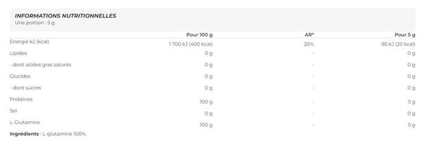 100% L-glutamine (500g) - Biotech Usa - Glutamine