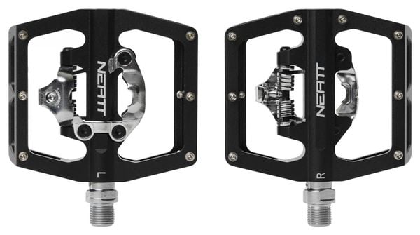 Neatt Single Side Clipless Pedals with Cages SPD Black