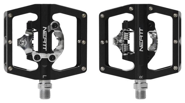 Paire de Pédales Semi-Automatiques avec Cages Neatt Single Side SPD Noir