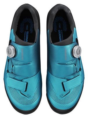 Pair of Shimano XC502 Women's MTB Shoes Ocean Green