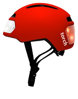 Casque vélo urbain TORCH avec LED intégrées avant et arrière - rouge