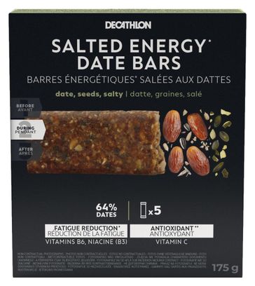 Decathlon Nutrition Salted Energy Bars Dates and Seeds 5x35g