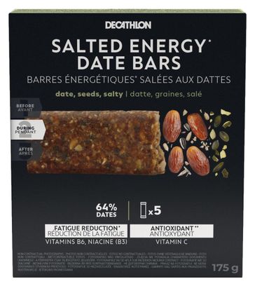 Decathlon Nutrition Barritas energéticas  saladas con dátiles y semillas 5x35g