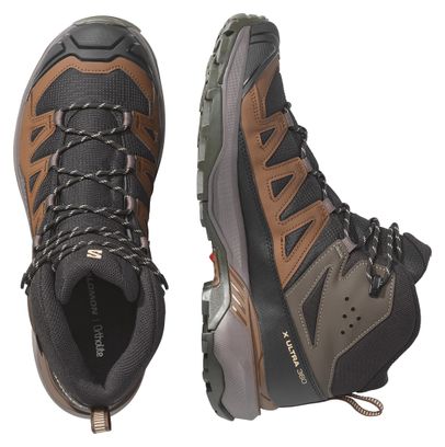 Salomon X Ultra 360 Mid GTX Hiking Shoes, Black/Brown, Men's