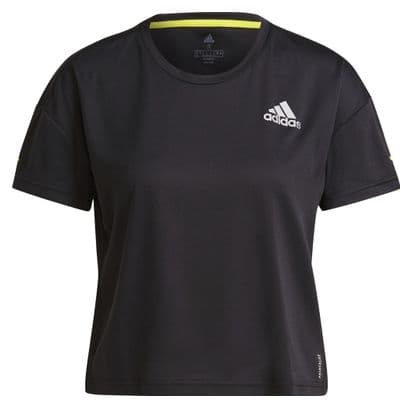 Camiseta de manga corta adidas Run Prime azul negro para mujer