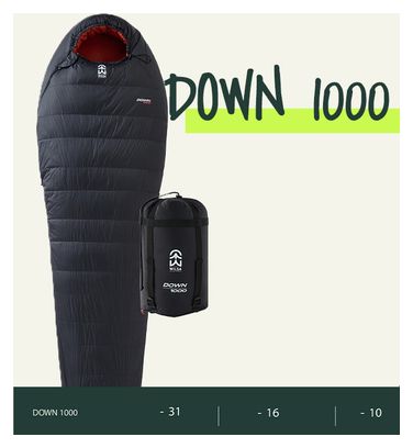 Sac de Couchage Duvets DOWN 1000 Noir