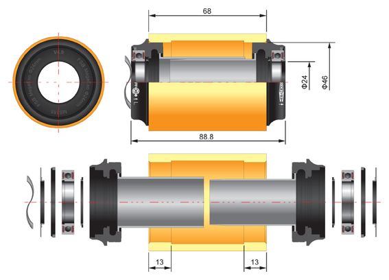 FSA Bottom Bracket - Megaexo And 24mm Spindle Cranks To PF30 Frame 68mm