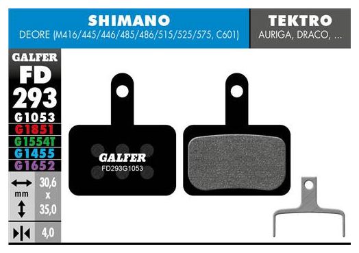 ¨Paire de Plaquettes Galfer Semi-métalliques Tektro/TRP/Shimano Deore 416/445/446/485/486/515/525/575 C601 Standard