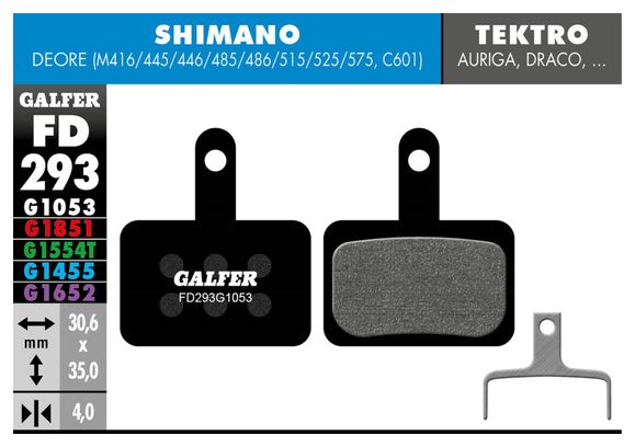 Galfer FD293 G1053 Performance Semi-Metallic Brake Pads for Shimano / Tektro / TRP Disc Brakes