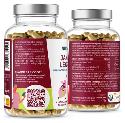 Jambes Légères - Circulation sanguine - 60 gélules
