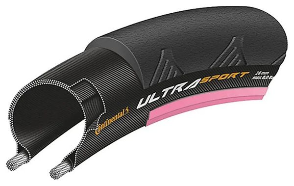Continental Ultra Sport II 700 mm Road Tire Tubetype Wire Performance PureGrip Compound Pink Stripes