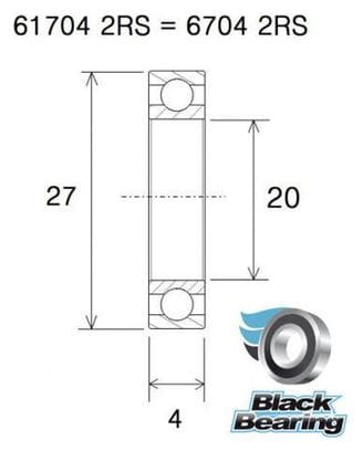 Roulement Black Bearing 6704-2RS 20 x 27 x 4 mm