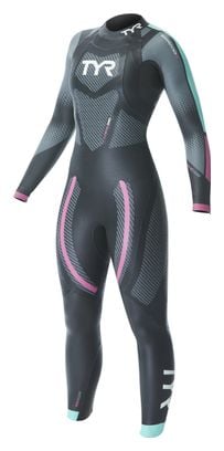 Muta da triathlon da donna in neoprene Tyr Hurricane Cat 5 nera / blu / rosa