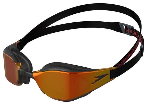 Speedo Fastskin Hyper Elite Mirrored Swimming Goggles Black Red