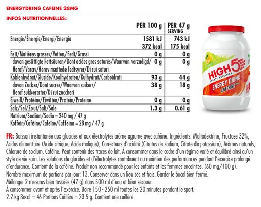 Boisson Énergétique High5 Energy Caféine Citron 2.2kg
